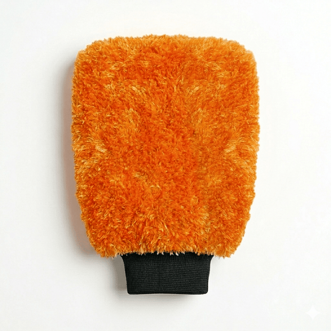 Glossio Auto Reinigings Washandschoen Washmitt met Absorberende Microvezel voor Streeploos Glansresultaat Oranje - VCTparts.nl