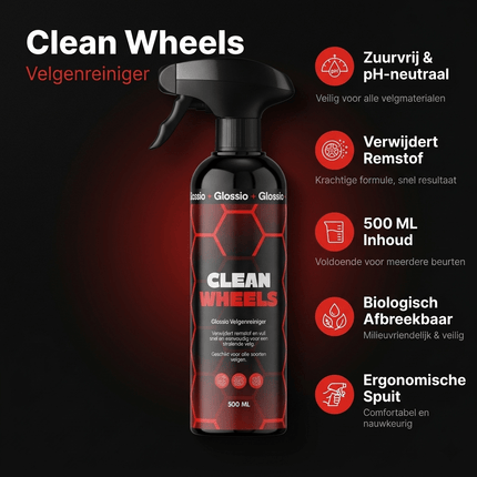 Glossio Glossio Clean Wheels Premium Velgenreiniger 500ML - Krachtige Remstof en Vuil Verwijderaar voor Alle Velgen met Veilig Glanzend Resultaat Glansz 8