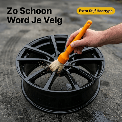 Glossio Glossio Extra Stevige Velgen Detail Kwast van Zwijnhaar voor Hardnekkig Vuil Oranje NORGOS 3