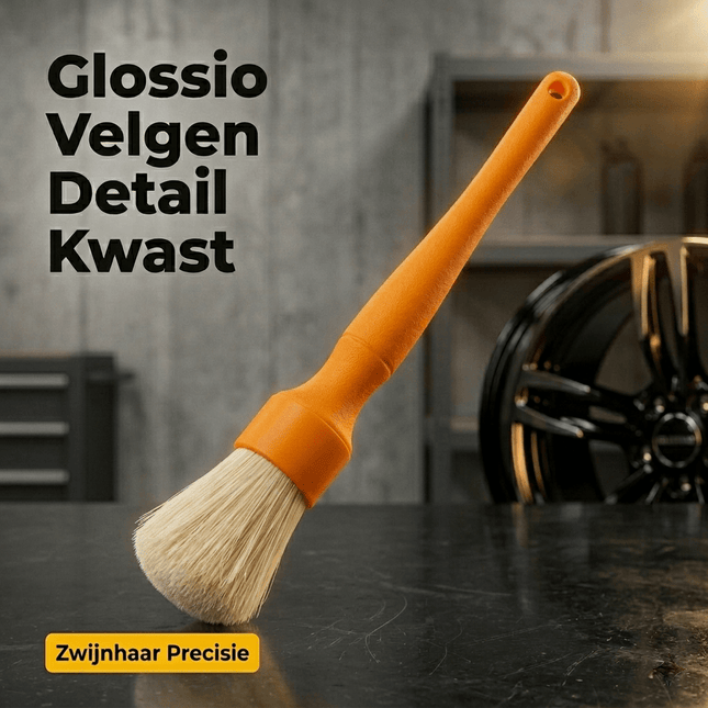 Glossio Extra Stevige Velgen Detail Kwast van Zwijnhaar voor Hardnekkig Vuil Oranje - VCTparts.nl