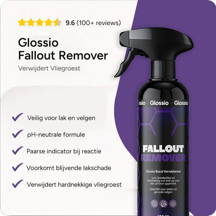 Glossio Glossio Fallout Remover Premium Roestverwijderaar 500ML - Krachtige Auto Roestvrij en Oxidatiebestrijder voor Metalen Oppervlakken Veilig en Efficiënt Glansz 10