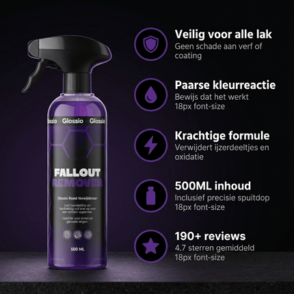 Glossio Glossio Fallout Remover Premium Roestverwijderaar 500ML - Krachtige Auto Roestvrij en Oxidatiebestrijder voor Metalen Oppervlakken Veilig en Efficiënt Glansz 7