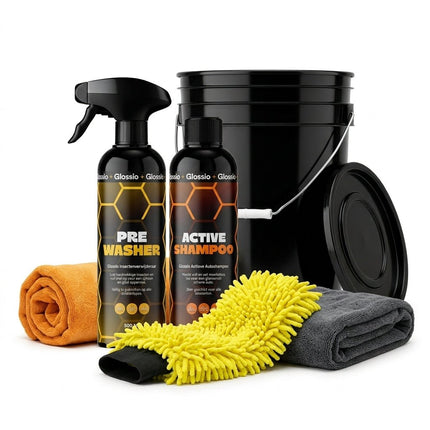 Glossio Glossio Bucketdeal – 6-delig Compleet Autowas Startpakket met Emmer, Shampoo en Droogdoek Combideal 1
