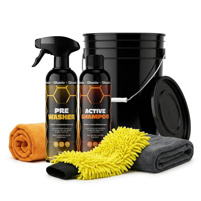Glossio Glossio Bucketdeal – 6-delig Compleet Autowas Startpakket met Emmer, Shampoo en Droogdoek Combideal 1
