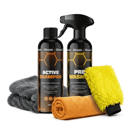 Glossio Glossio Combideal Starterspakket Buiten Complete Wasset met Pre - Wash Shampoo Washandschoen en Droogdoek voor een Vlekkeloos Resultaat Combideal 1