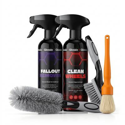Glossio Combideal Velgen Reiniging – Complete Velgenset met Fallout Remover, Clean Wheels en Borstelset