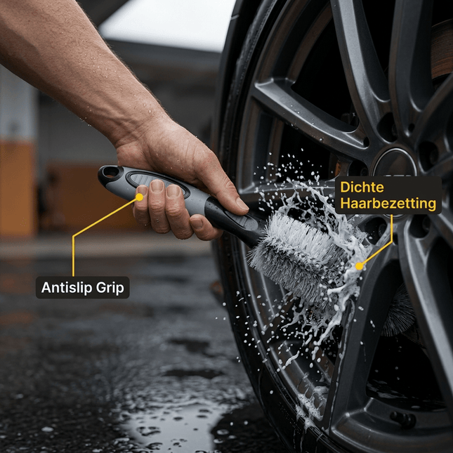 Glossio Harde Detailing Velgenborstel voor Krasvrije Hardnekkige Reiniging Grijs - VCTparts.nl