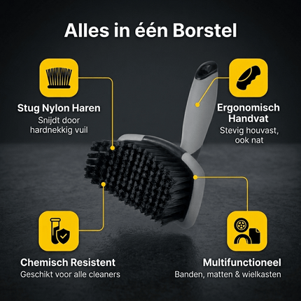 Glossio Glossio Harde Robuuste Bandenborstel voor Effectieve Reiniging Grijs/Zwart AMiO 5