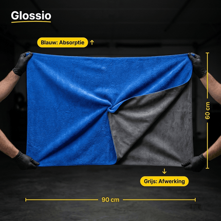 Glossio Glossio Mega Dry XL Microvezel Droogdoek Blauw/Grijs 60x90cm 800gsm voor Snel en Veilig Drogen AMiO 8