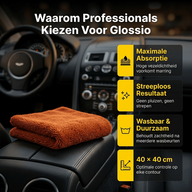 Glossio Microvezel Doek Oranje Schoonmaak Doek voor een Streeploos Resultaat Oranje - VCTparts.nl