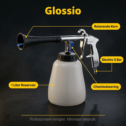 Glossio Glossio Professioneel Pneumatisch Reinigingspistool – Foamgun en Foamer voor Diepe Interieurreiniging – 1L AMiO 6