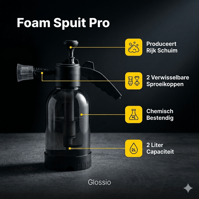 Glossio Professionele Handmatige Foam Spuit Drukschuimer Pomp met Sproeikoppen voor Detailing (2 Liter) - VCTparts.nl