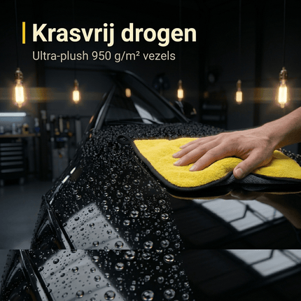 Glossio Glossio Ultra Dry Microvezel Droogdoek Geel/Grijs 30x40cm 950gsm voor Snel en Vlekkeloos Drogen AMiO 7