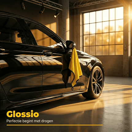 Glossio Glossio Ultra Dry Microvezel Droogdoek Geel/Grijs 30x40cm 950gsm voor Snel en Vlekkeloos Drogen AMiO 9
