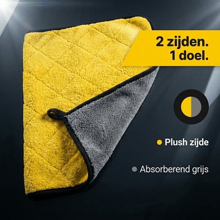 Glossio Glossio Ultra Dry Microvezel Droogdoek Geel/Grijs 30x40cm 950gsm voor Snel en Vlekkeloos Drogen AMiO 8