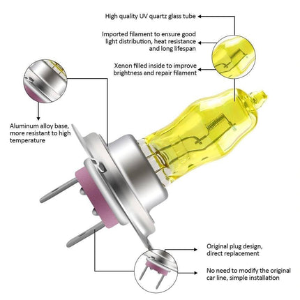 VCTparts H4 Halogeen Koplampen Dimlicht 3000K Geel Licht (set 2 stuks) NORGOS 5