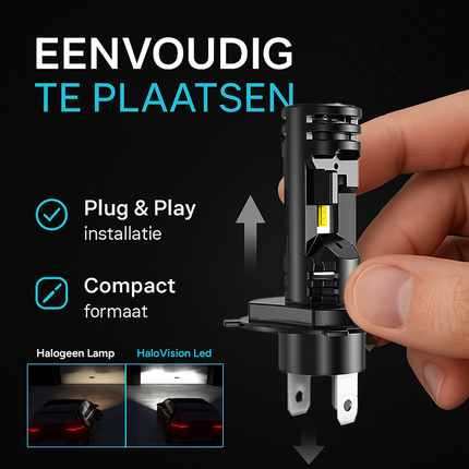 HaloVision Turbo LED H4 Koplamp Set 150W 30000LM Super Wit 6000K – Ultraheldere Autoverlichting met Canbus – Voor Dimlicht & Grootlicht – 12V – Geen Foutmeldingen – Plug & Play – Set van 2 Stuks – Universele H7 Fitting (kopie) - VCTparts.nl
