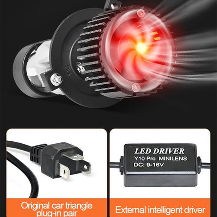 H7 LED Motor Koplamp met Projector Lens (1 stuk) – Mini Turbo Fan Canbus Bi - Beam Grootlicht en Dimlicht 6000K Helder Wit Motor LED Verlichting - VCTparts.nl