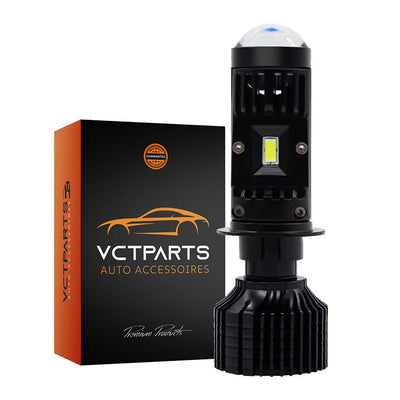 Phare LED H7 pour moto avec lentille de projecteur (1 pièce) – Mini ventilateur turbo Canbus, faisceau haut et bas, 6 000 K, blanc brillant