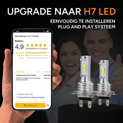 Dimlicht & Parkeerlicht LED H7 + T10 8000k ijsblauw (set) [ijsblauwe koplampen - ijsblauwe Dimlichten]