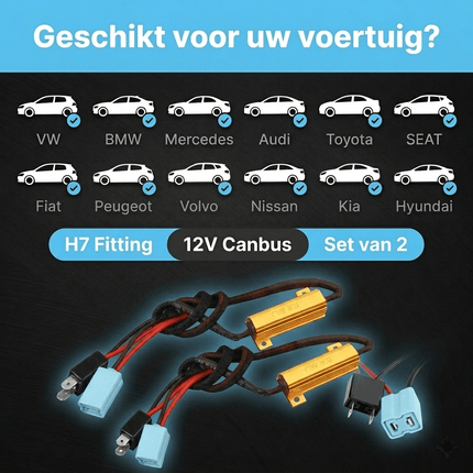 HaloVision Halovision H7 Halogeen naar LED Adapter Canbus Anti - Error Decoder 6 Ohm 50W Belastingsweerstand Set - Voorkom Foutmeldingen en Flikkering bij LED Verlichting HaloVision 10