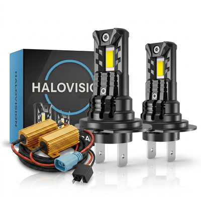 HaloVision H7 LED Canbus Lampen + Belastingsweerstand Set – 5000Lm 6000K Anti-Flikker Oplossing voor Auto's met Canbus Foutmeldingen