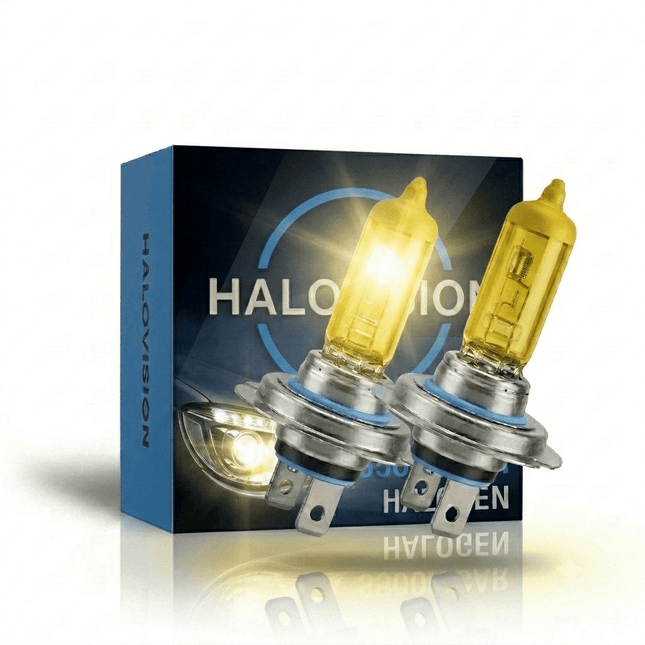 HaloVision HaloVision Halogeen Koplampen H7 – 12V 3000K Retro Geel – Warmgeel Klassiek Dimlicht Grootlicht Halogeenlampen Set van 2 Autolampen HaloVision 1