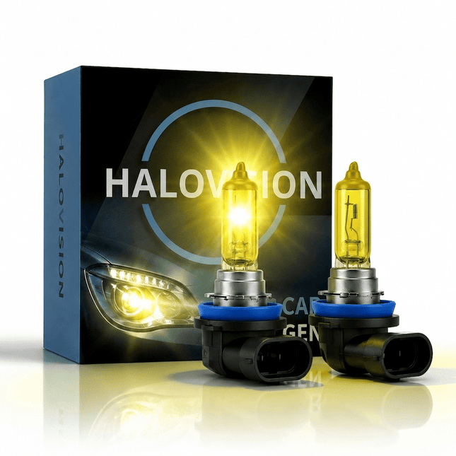 HaloVision HaloVision Halogeen Koplampen H8 – 12V 3000K Retro Geel – Warmgeel Klassiek Dimlicht Grootlicht Halogeenlampen Set van 2 Autolampen HaloVision 1