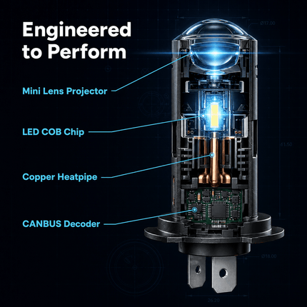 HaloVision HaloVision Pro Projector LED Koplampen H7 – 40W 8000Lm 6000K – Canbus plug and play - Met Mini Lens Technologie HaloVision 8