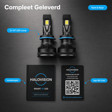 HaloVision HaloVision Smart H7 LED Koplampen – App - Bediening – Dimbaar en Schakelbaar 3000K tot 6000K – Canbus LED Geel naar Wit Autolampen Set HaloVision 8