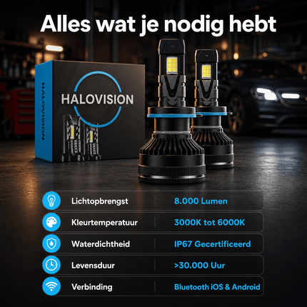 HaloVision HaloVision Smart H7 LED Koplampen – App - Bediening – Dimbaar en Schakelbaar 3000K tot 6000K – Canbus LED Geel naar Wit Autolampen Set HaloVision 4