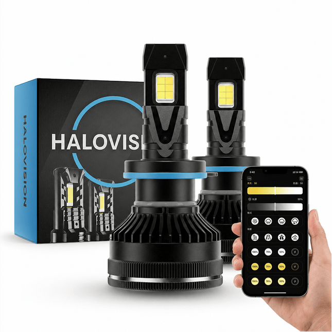 HaloVision HaloVision Smart H7 LED Koplampen – App - Bediening – Dimbaar en Schakelbaar 3000K tot 6000K – Canbus LED Geel naar Wit Autolampen Set HaloVision 1