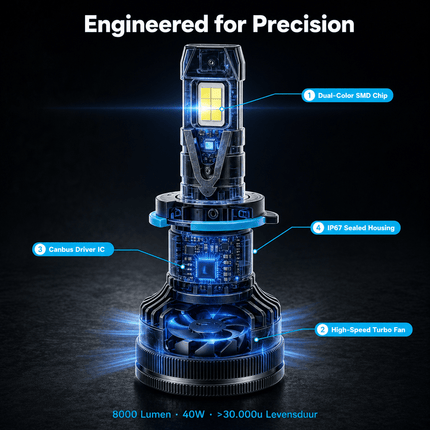 HaloVision HaloVision Smart H7 LED Koplampen – App - Bediening – Dimbaar en Schakelbaar 3000K tot 6000K – Canbus LED Geel naar Wit Autolampen Set HaloVision 6