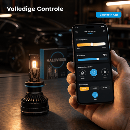 HaloVision HaloVision Smart H7 LED Koplampen – App - Bediening – Dimbaar en Schakelbaar 3000K tot 6000K – Canbus LED Geel naar Wit Autolampen Set HaloVision 2