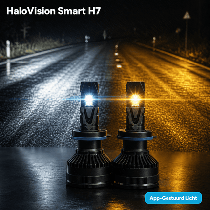 HaloVision HaloVision Smart H7 LED Koplampen – App - Bediening – Dimbaar en Schakelbaar 3000K tot 6000K – Canbus LED Geel naar Wit Autolampen Set HaloVision 7