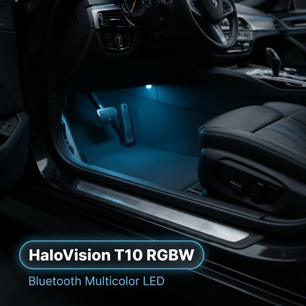 HaloVision HaloVision T10 W5W LED RGBW Bluetooth Set met Afstandsbediening - Wit Blauw Rood Groen Multicolor - 12V Interieurverlichting Kentekenverlichting Stadslicht Set van 2 HaloVision 3