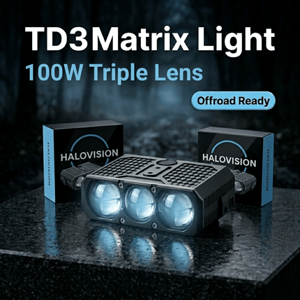 HaloVision Halovision Turbo LED Grill Verlichting - Set van 2 Triple Lens Matrix Laser Lampen 70W/100W - Auto en Offroad Voertuigen 12V-24V Combo Beam IP68 HaloVision 2