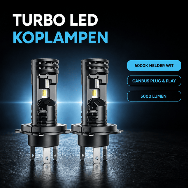 HaloVision HaloVision Turbo LED Koplampen H4 – 25W 5000Lm 6000K Helder Wit – Canbus Plug en Play Dimlicht Grootlicht LED Set van 2 Autolampen HaloVision 2