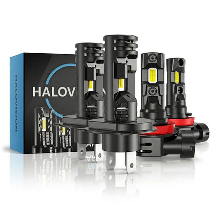 HaloVision HaloVision Turbo LED Koplampen H4 en H8 H9 H11 H16 - Combideal 25W 30000Lm 6000K Helder Wit LED Set Combideal 1