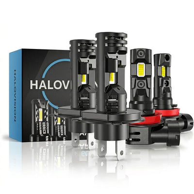 HaloVision Turbo LED Koplampen H4 en H8 H9 H11 H16 - Combideal 25W 5000Lm 6000K Helder Wit LED Set
