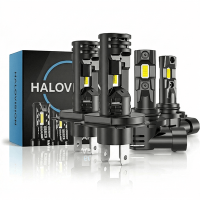 HaloVision Turbo LED Koplampen H4 en HB4 9006 - 25W 5000Lm 6000K Helder Wit Combideal LED Set Dimlicht en Mistlicht