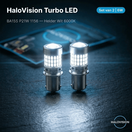 HaloVision HaloVision Turbo LED BA15S P21W 1156 – Helder Wit 6000K 6W - Canbus Plug en Play Achterlicht Achteruitrijverlichting en Remlicht LED Set van 2 Autolampen HaloVision 2