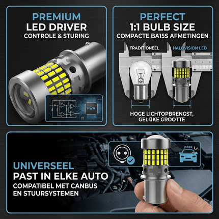 HaloVision HaloVision Turbo LED BAU15S PY21W Amber Oranje 6W - Canbus Knipperlicht Lampen Set van 2 voor Richtingaanwijzers 12V Plug en Play HaloVision 4