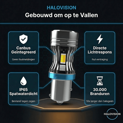 HaloVision HaloVision Turbo LED BAY15D PY21W Fel Rood 30W - Krachtige Canbus Plug en Play Achterlicht en Remlicht LED Set van 2 Autolampen HaloVision 4