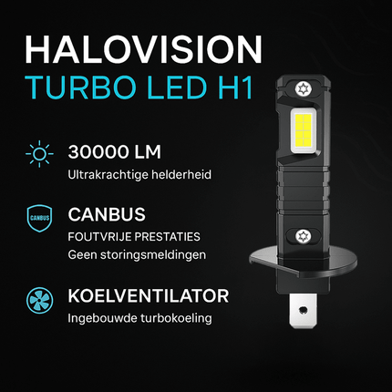 HaloVision HaloVision Turbo LED Koplampen H1 – 25W 30000Lm 6000K Helder Wit – Canbus Plug en Play Dimlicht Grootlicht LED Set van 2 Autolampen HaloVision 6