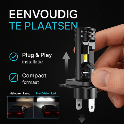 HaloVision Turbo LED Koplampen H4 – 150W 30000Lm 6000K Helder Wit – Canbus Plug en Play Dimlicht Grootlicht LED Set van 2 Autolampen - VCTparts.nl