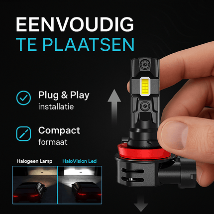 HaloVision Turbo LED Mistlichten HB4 – 150W 30000Lm 6000K Helder Wit – Canbus Plug en Play LED Set van 2 Autolampen - VCTparts.nl