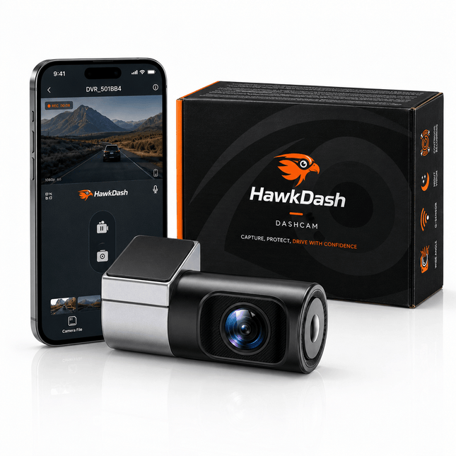 HawkDash HawkDash Mini Dashcam 1080P Full HD met WiFi – Compacte Auto Camera met App, F1.8 Lens, G-Sensor en Loop Recording [USB-C 3,5M Kabel] NORGOS 1