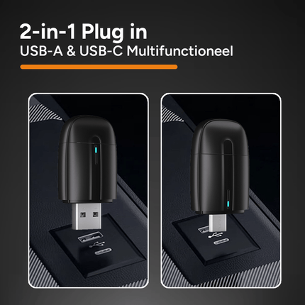 HawkDash Mini 2 - in - 1 Car Dongle - CarPlay Dongle - Android Auto Dongle - Draadloos CarPlay & Android Auto - Zwart - VCTparts.nl