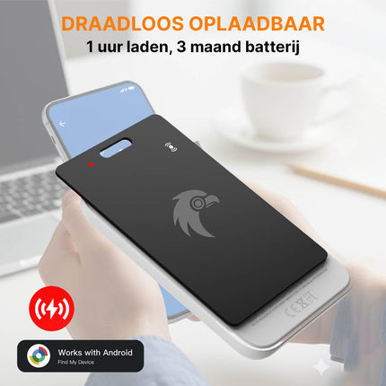 HawkDash Ultradunne Global GPS Android Tracker Card – Draadloos Opladen Waterdichte Smart Wallet Tracker Compatibel met Google Find My Device - VCTparts.nl